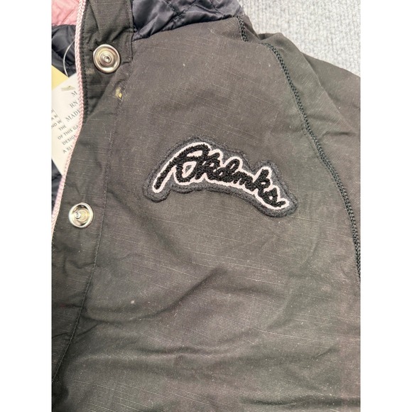 Akdmks Vintage Black Pink Quilted Hooded Bomber Jacket‎ Varsity Style Women's M - Picture 9 of 14